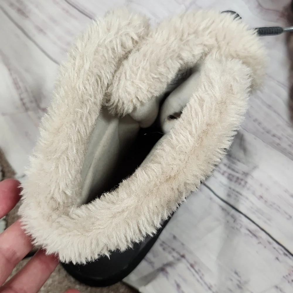 Columbia girls gray quilted faux-fur winter boots
